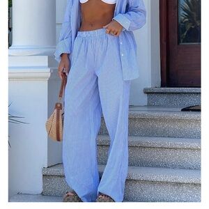 White fox always about us blue and white striped pants new with tags xxs